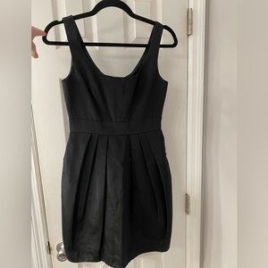 Shoshanna Black Scoop-Neck Pleated Midi Dress